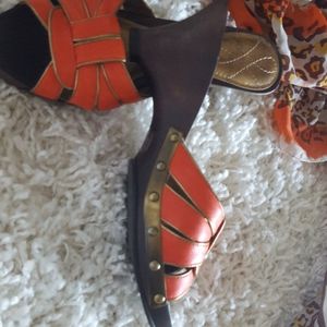 Nine west sandals.  Never worn with  accent scarf